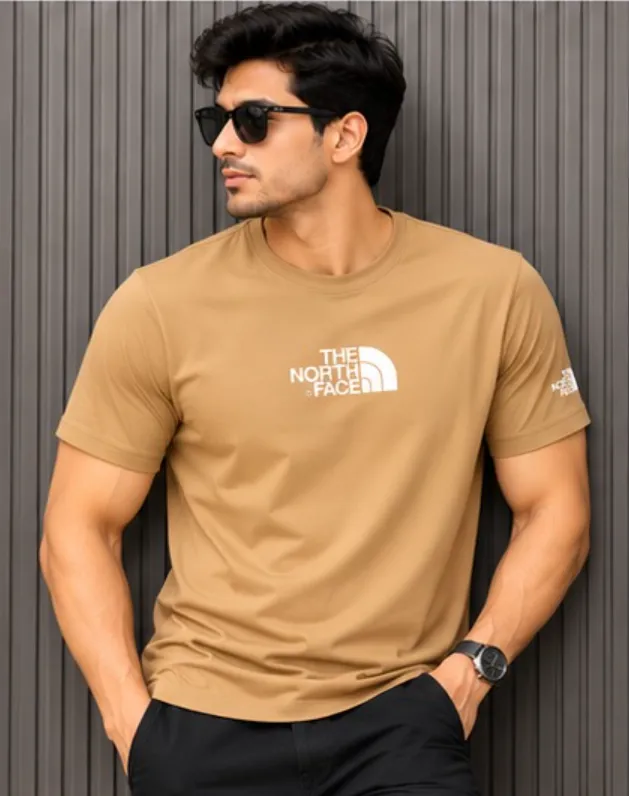 PTS02 Brown Color The Notrh Face Imported China Fabric Premium Tshirt
